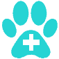 paw with medical cross icon