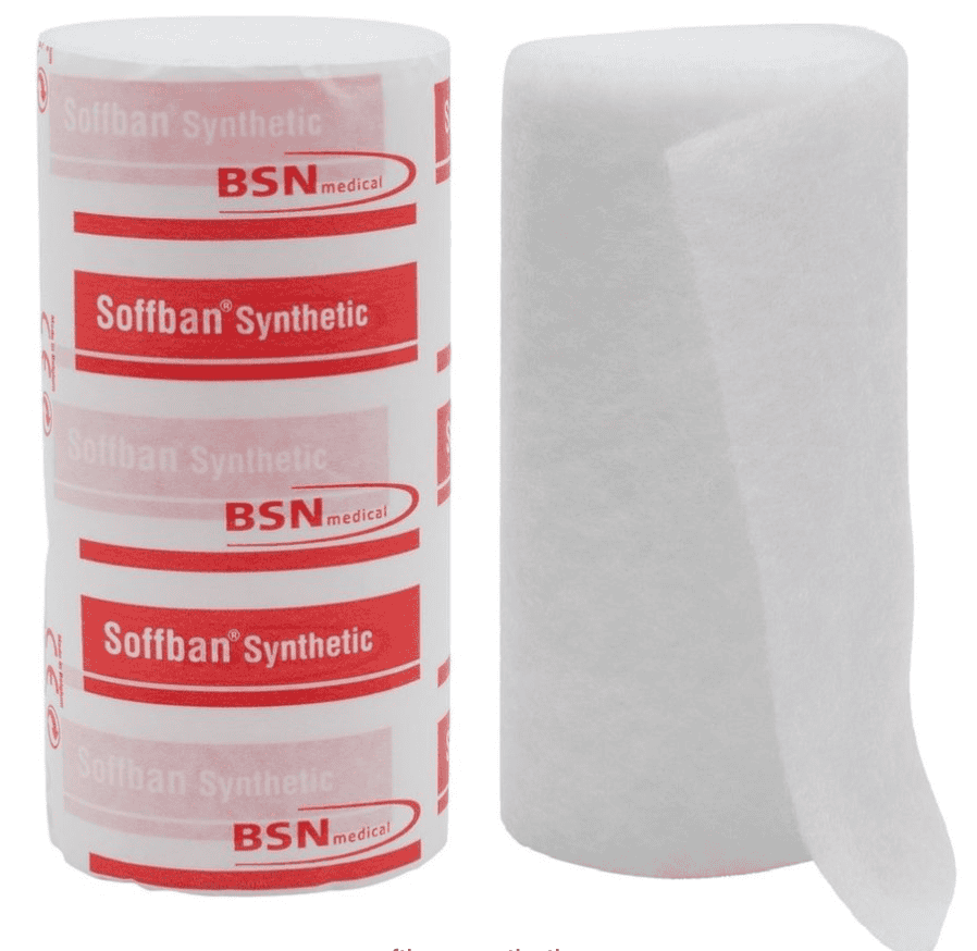 Softband synthetic bandage for veterinary wound support and immobilisation.